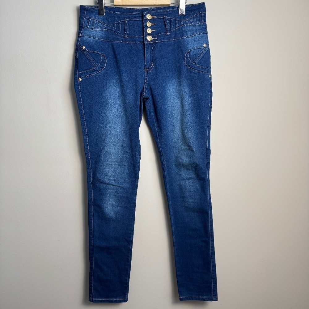 TUSH PUSH Jeans Women's Blue Jeans Size 17 High Waisted‎ Retro Stretch